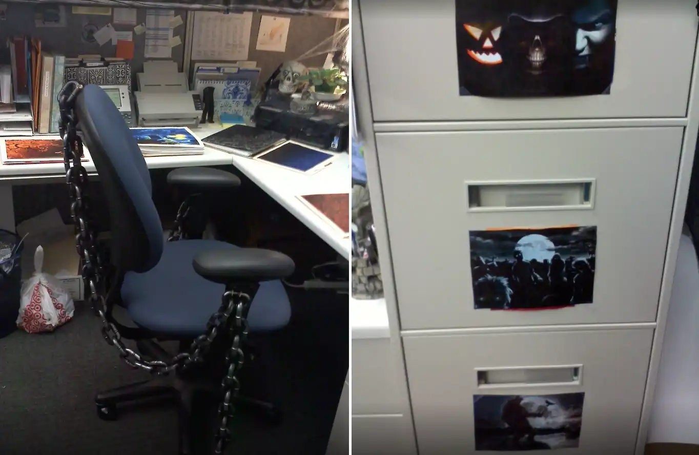 Halloween chair and storage Cubicle