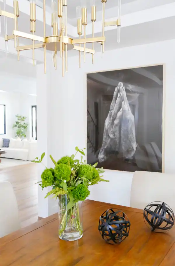 Hands black and white dining area wall art