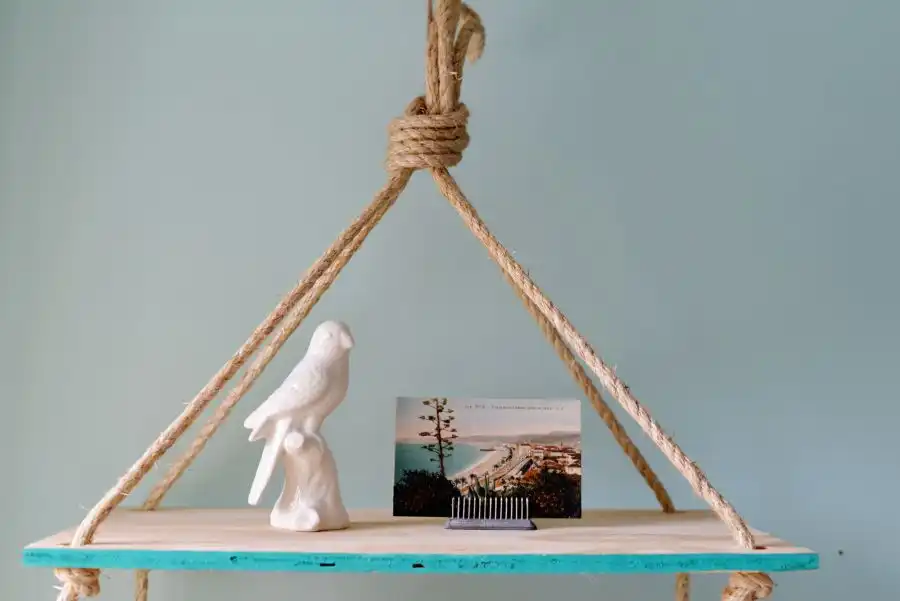 Hanging shelves with rope