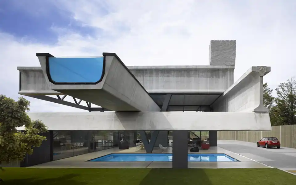Hemeroscopium House Concrete Deesign With Cantilevered Pool