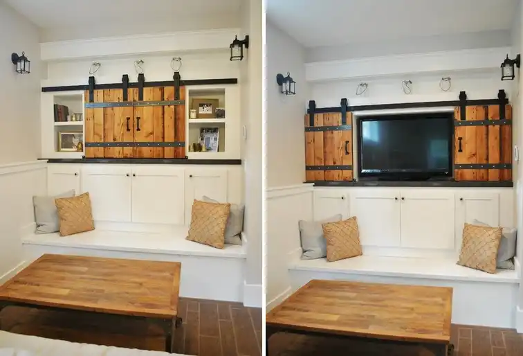 Hide TV easy with some sliding barn doors