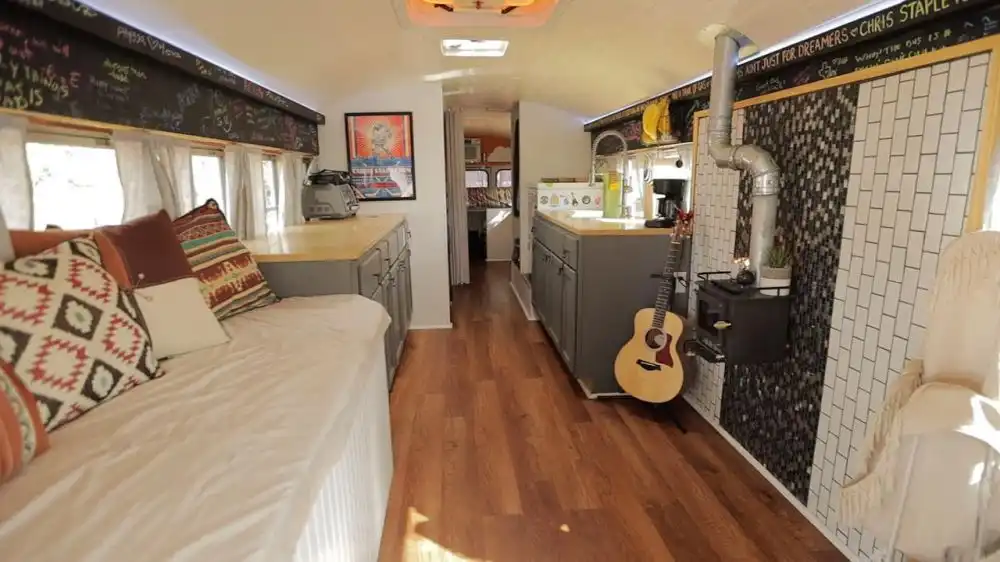 High School Sweethearts in their Melody Machine Bus Reno living room