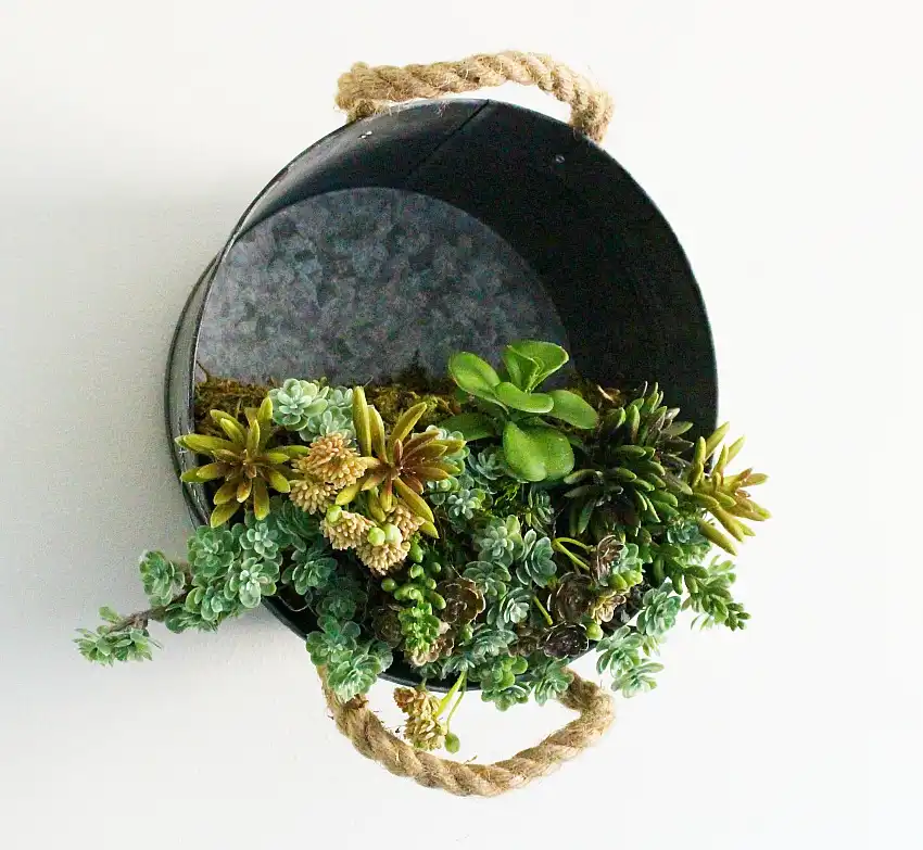 Hnaging succulent galvanized planter