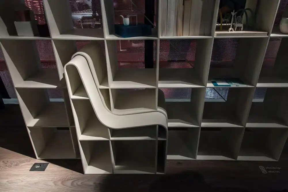 Home library with a built in chair
