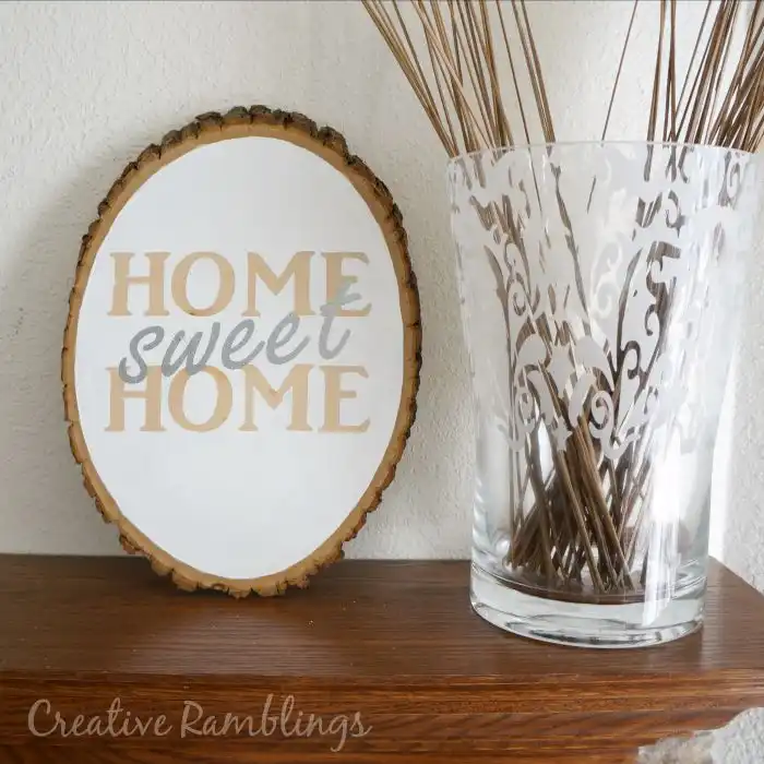 Home sweet home on a slice wood