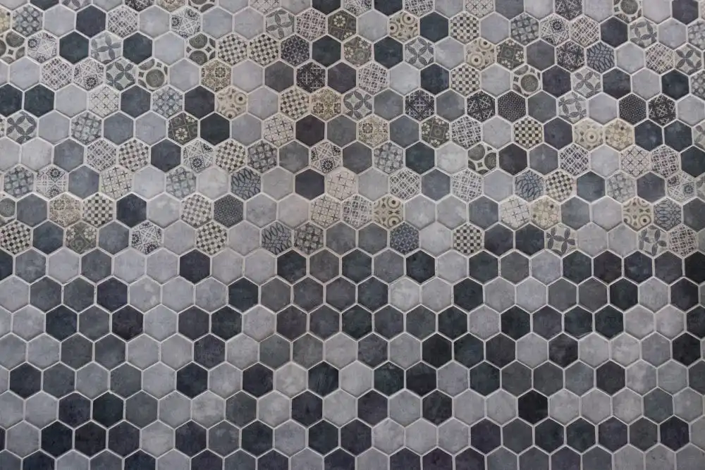 Honeycomb mosaic gray tiles