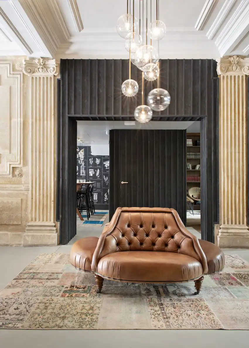The carriage entrance is now a grand lobby.