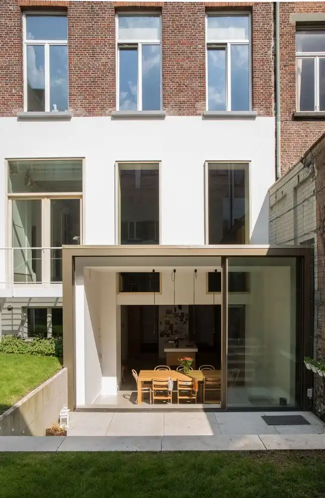 House Minard Ghent extension by aNNo architects - sunken garden