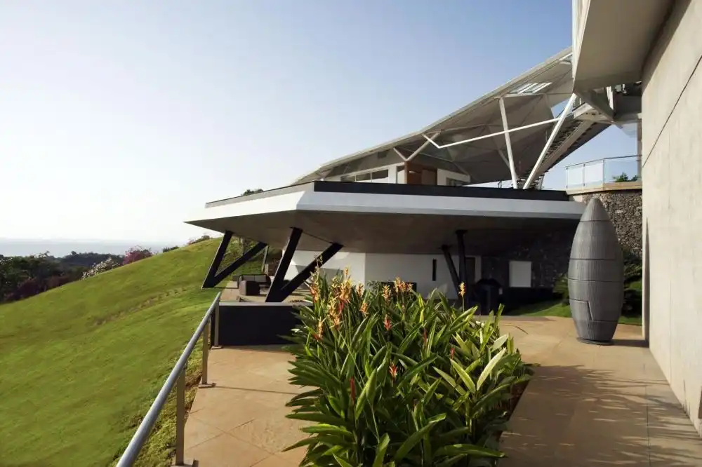 House at Alibag by Malik Architecture Cantilevered