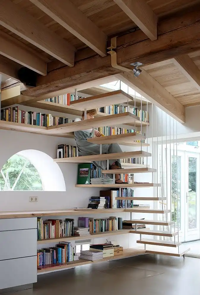 House maxwan architects staircase home library angle