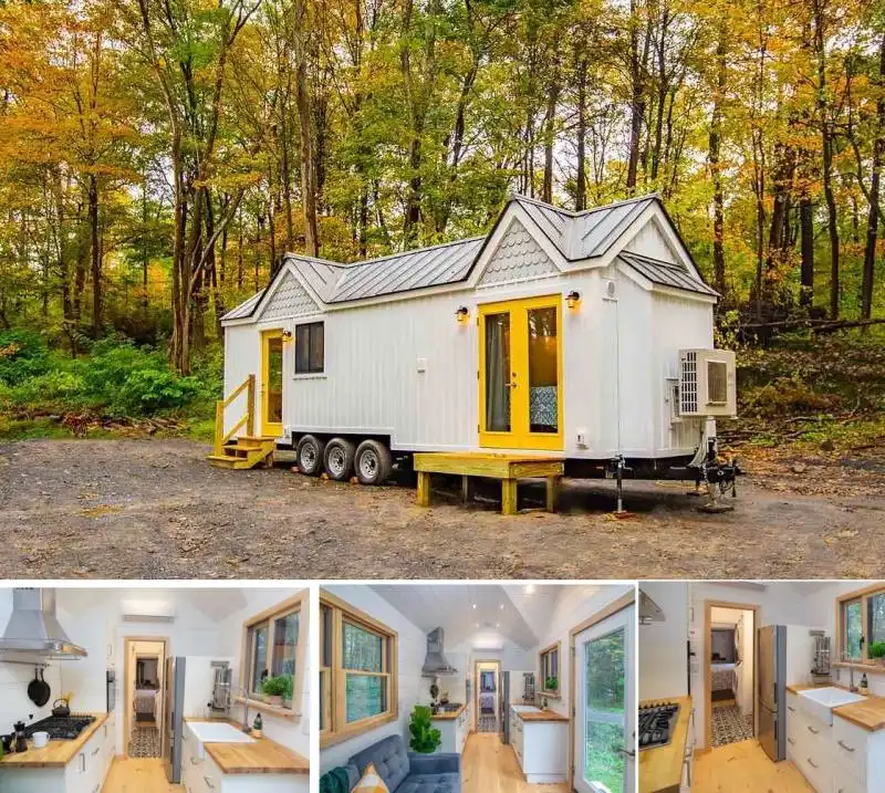 Two sided open space tiny kitchen house.