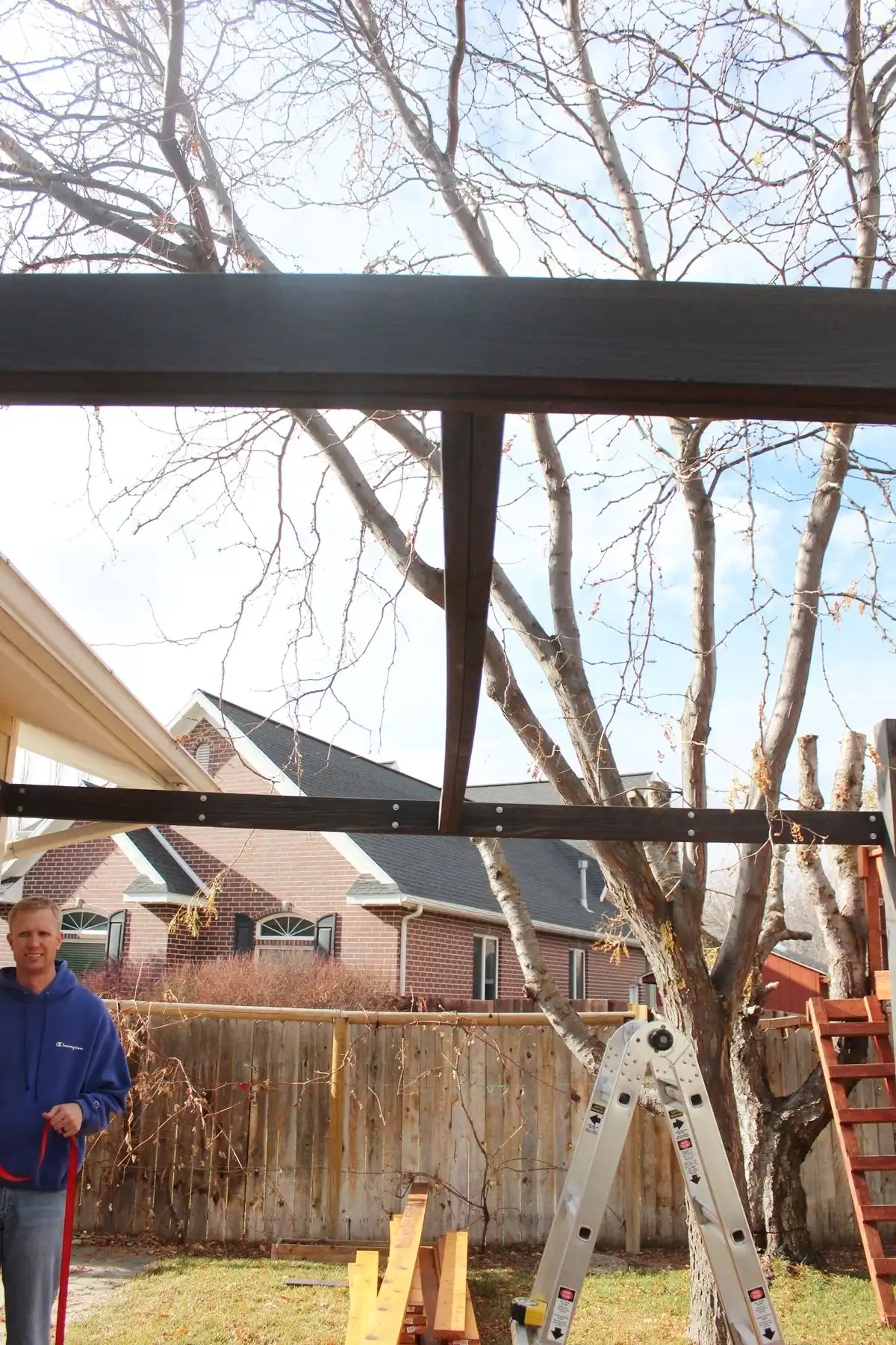How to Install Modern Pergola Rafters Without Brackets - find center