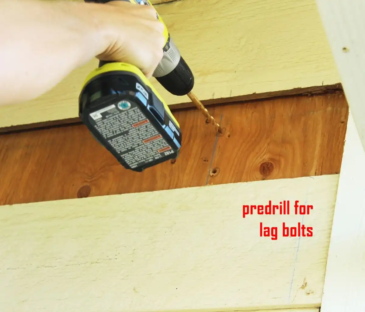 How to Wall-Mount a Pergola Frame - predrill lag bolts