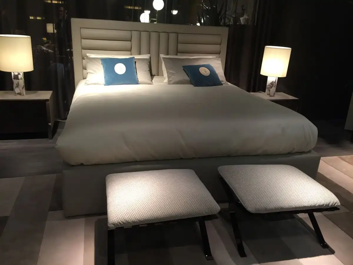 The bedroom is one place you might want to go for the serene approach. While modern, this one certainly has a calming decor.