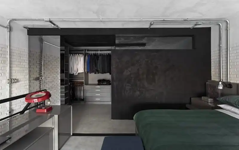 Industrial Sao Paulo loft bedroom closet