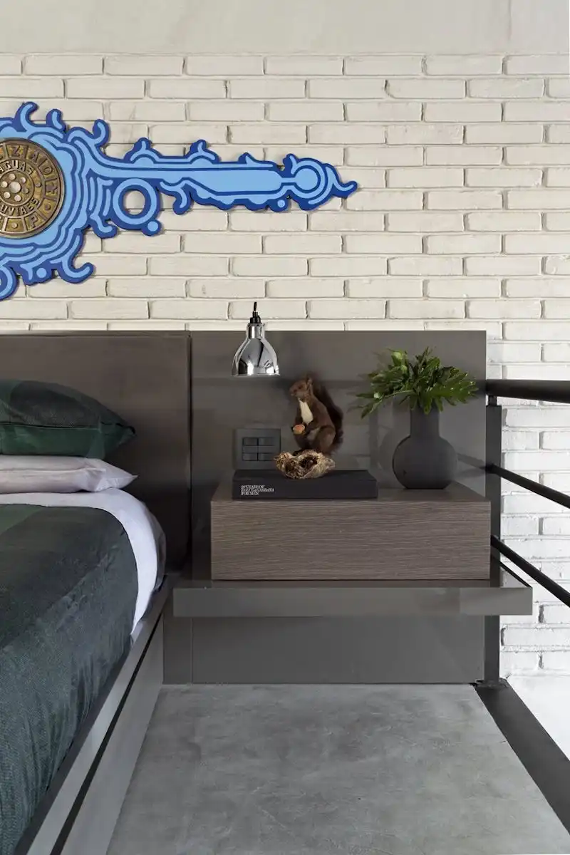 Industrial Sao Paulo loft bedroom nightstand