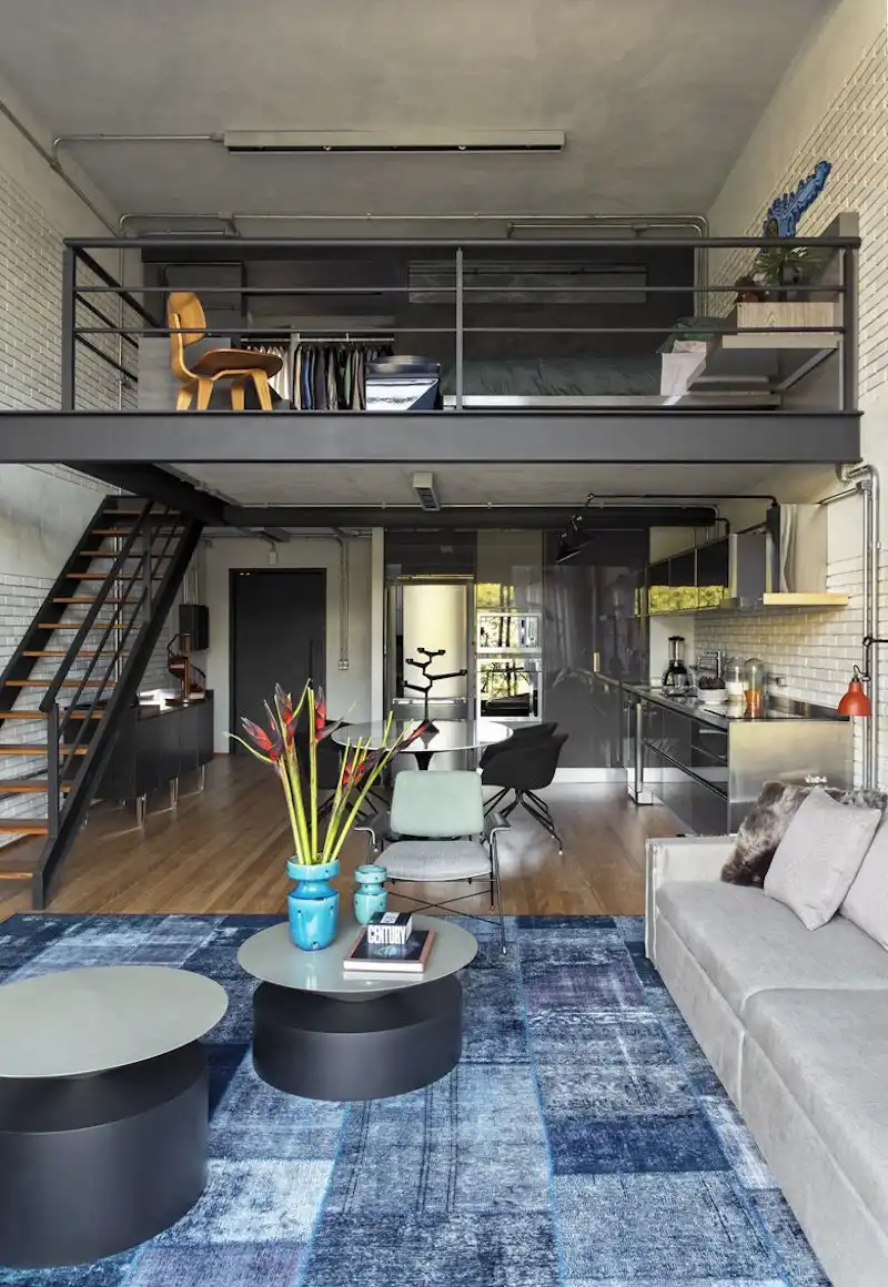 Industrial Sao Paulo loft blue rug