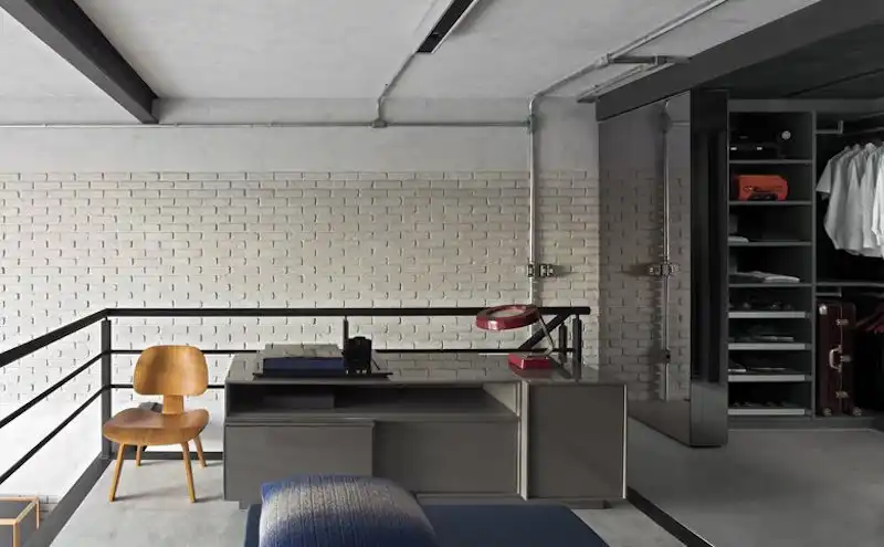 Industrial Sao Paulo loft brick accent wall