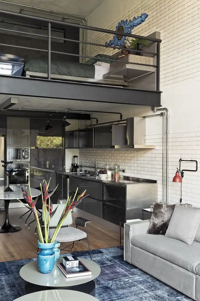 Industrial Sao Paulo loft kitchen corner