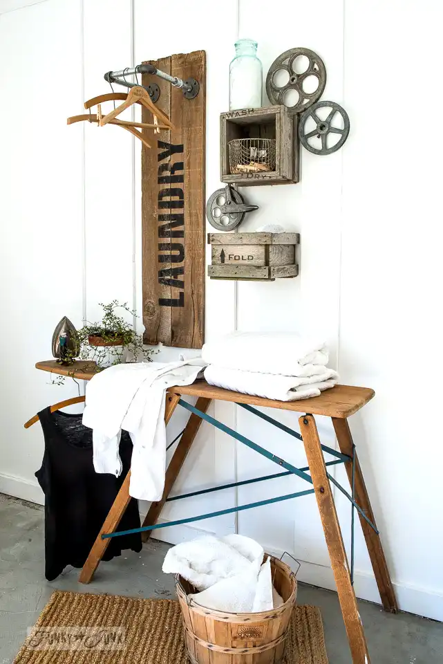 Industrial farmhouse Laundry decor