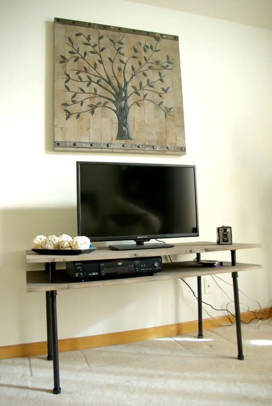 Industrial pipes TV stand