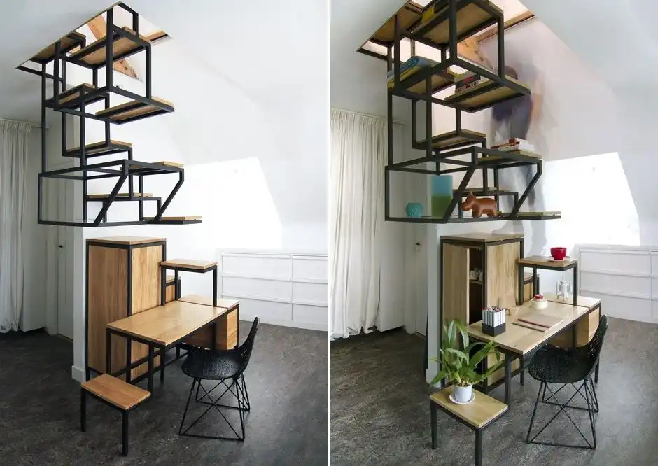 Industrial staircase design with space storage