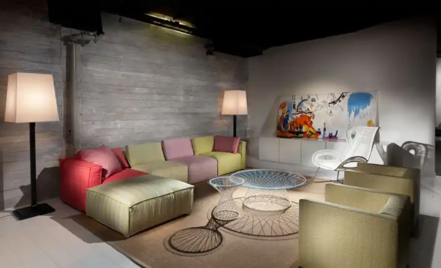 Inspiration for a large industrial living room remodel in Other