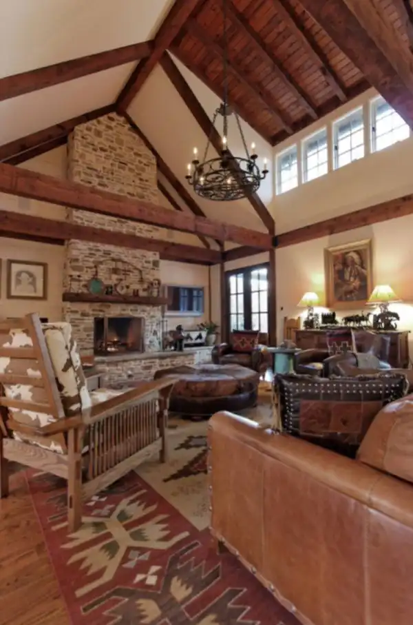 Inspiration for a rustic family room remodel in Atlanta