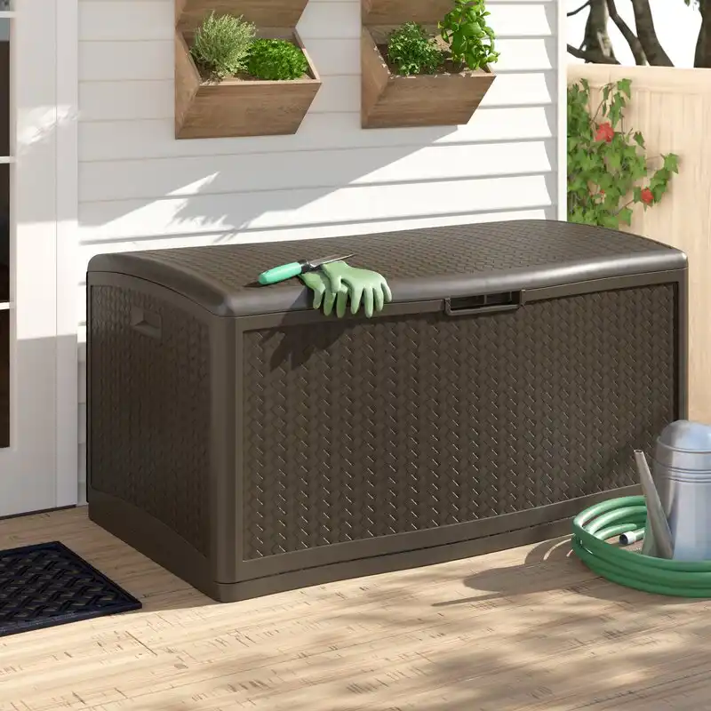 Java Herringbone Outdoor 124 Gallon Resin Deck Box