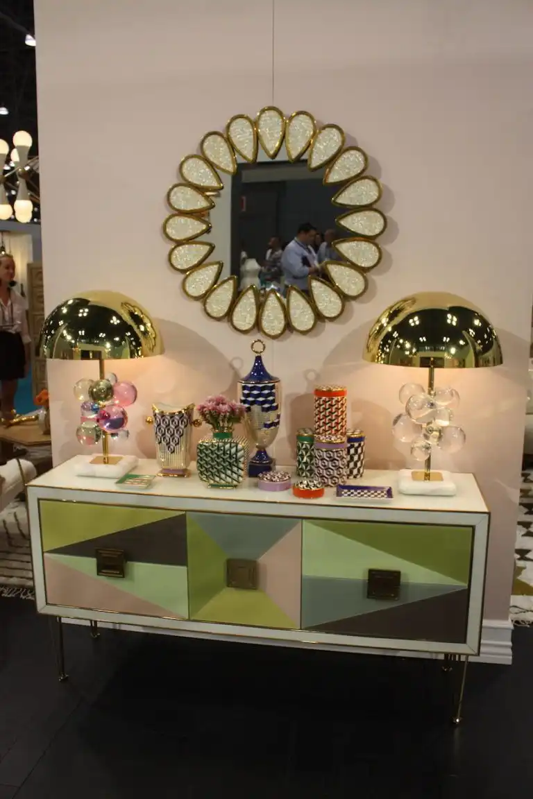 Colorful geometrics make this cabinet fun and distinctive.