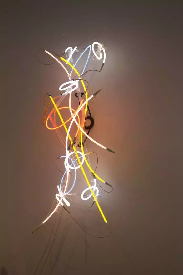 Fans of abstract art may find neon pieces that they love.