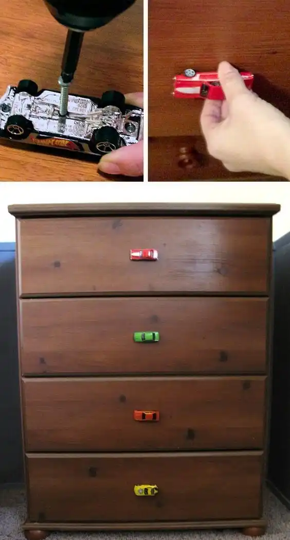 Kids cars used like drawer pull