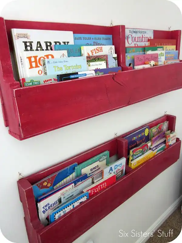 Kids or nursery room pallet shelves