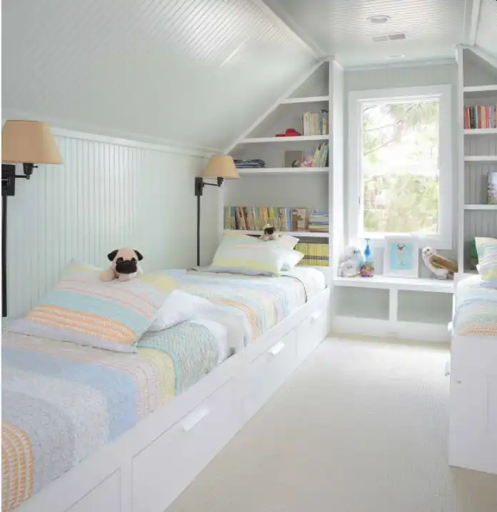 Kids room built in space for books
