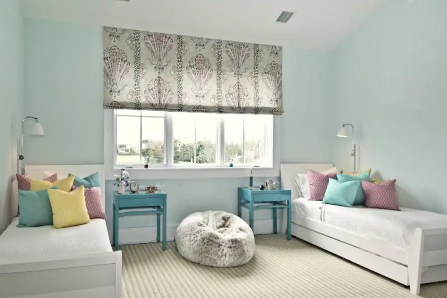 Kids room transitional gender neutral carpeted kids room idea in Los Angeles