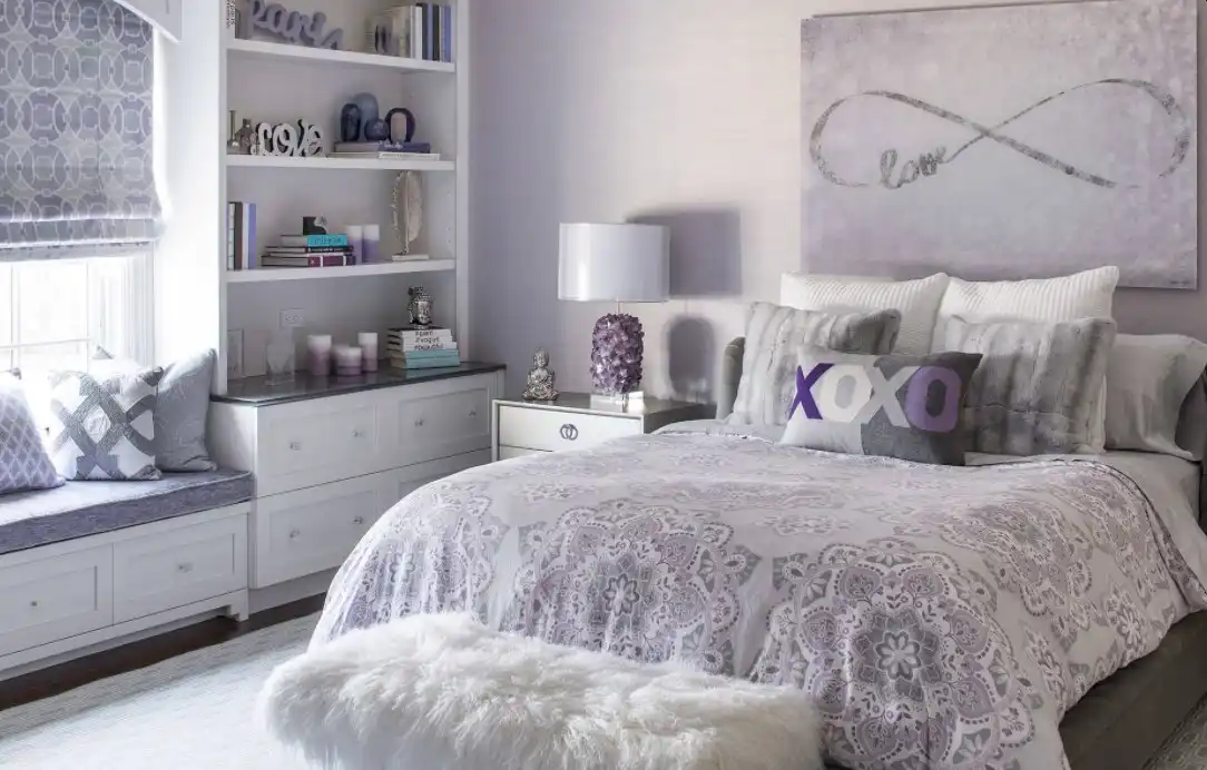 Kids teenage girl room decor with levender