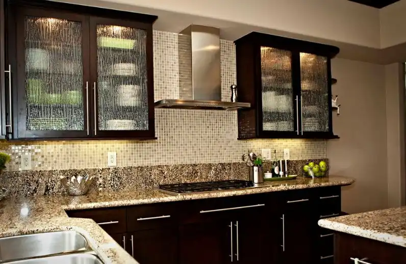 Kitchen cabinets with Glass Rain Doors
