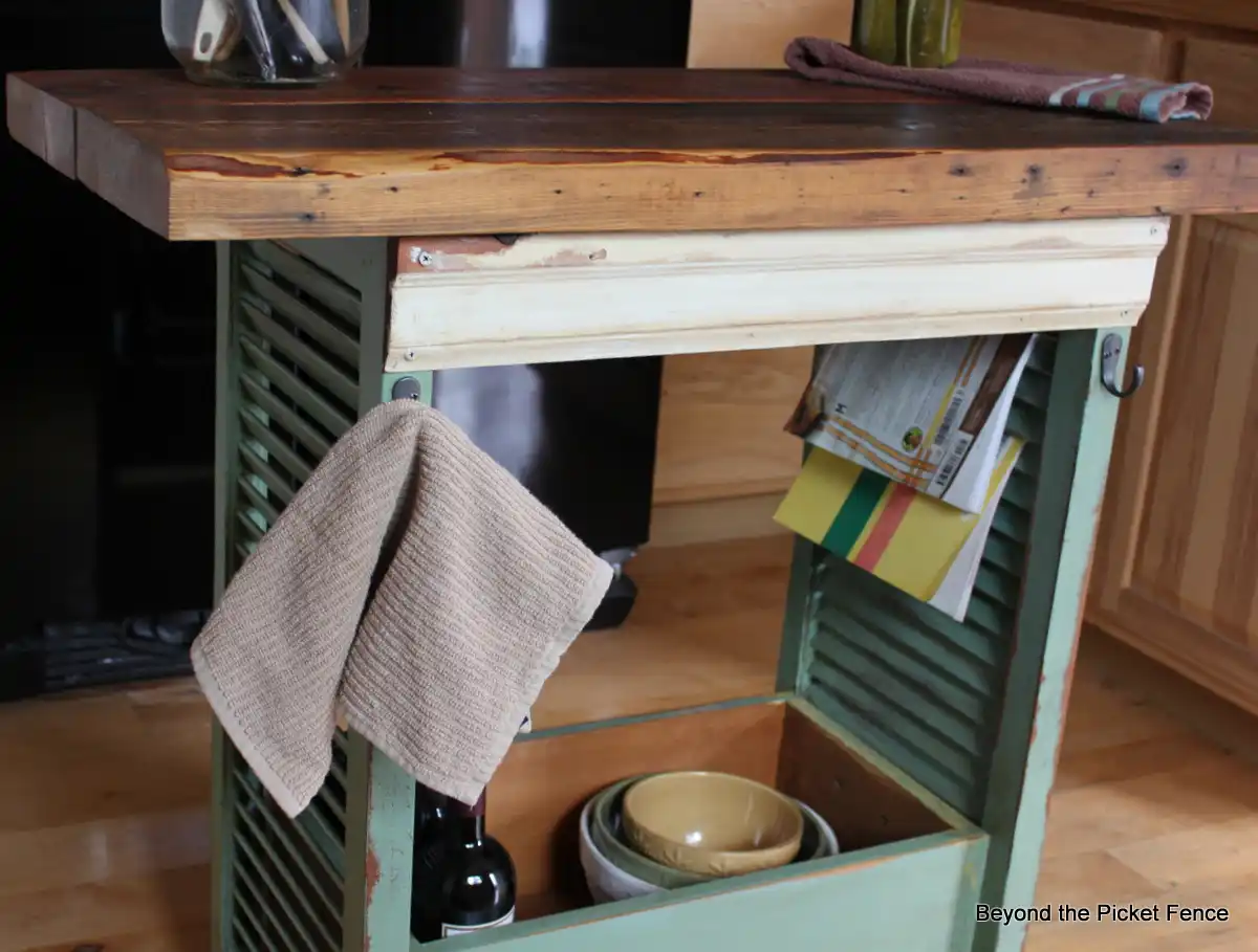 Kitchen island from old window shutters