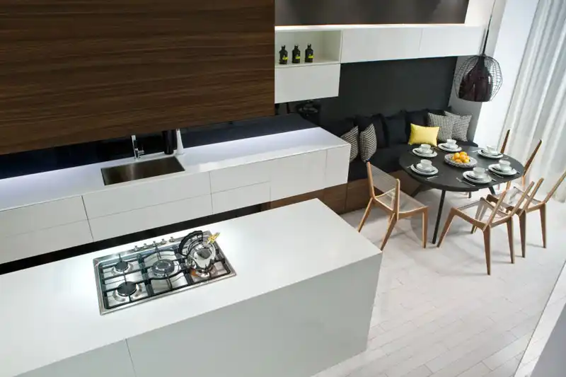 Kitchen with a built in banquette