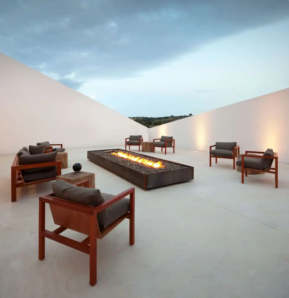 LAnd Hotel terrace with outdoor fire pit