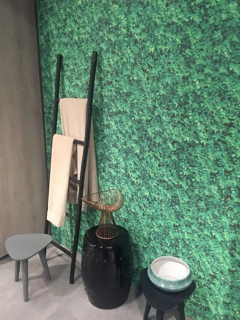 Ladder used like shelf in bathroom