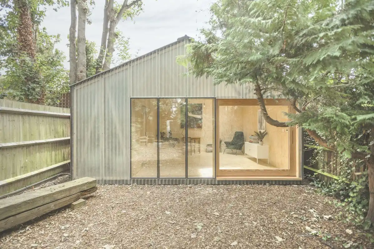 Lantern Studio Backyard with plywood interior by Surman Weston