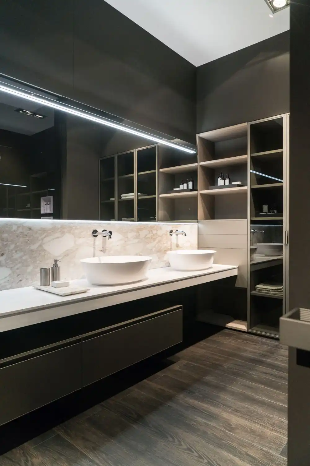 Large bathroom with double vanity