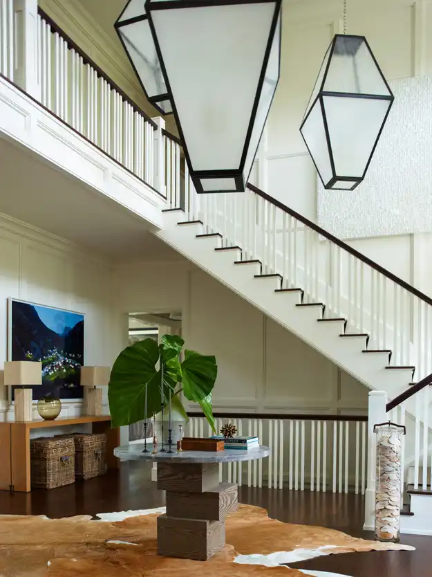 Large foyer design by Kevin Dumais - Bridgehampton