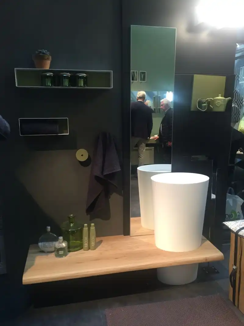 Large freestanding porcelain sink and large shelf
