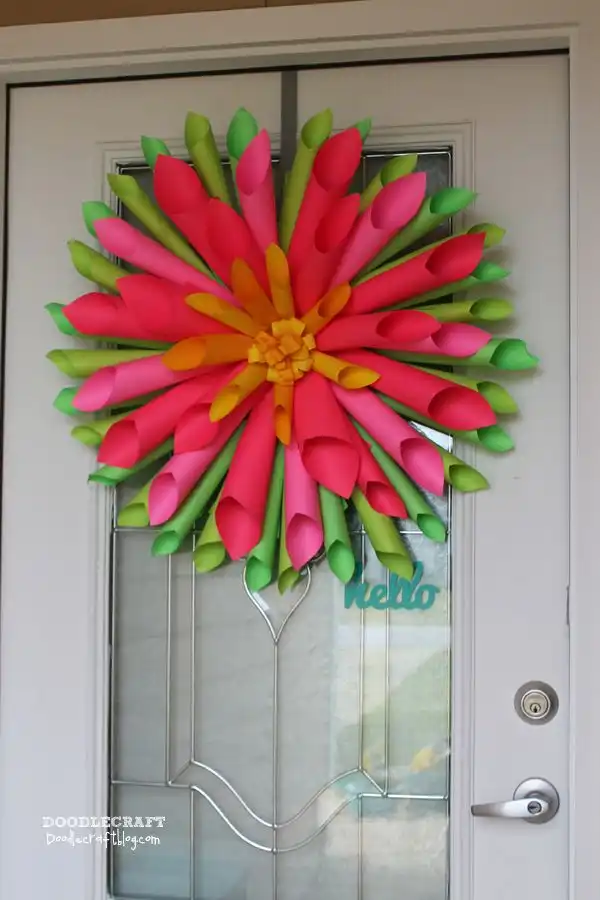 Large paper wreath for front door