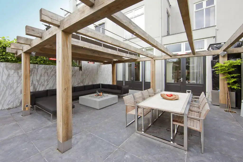 Large wood beams Wellness Citygarden by Centric Design Group
