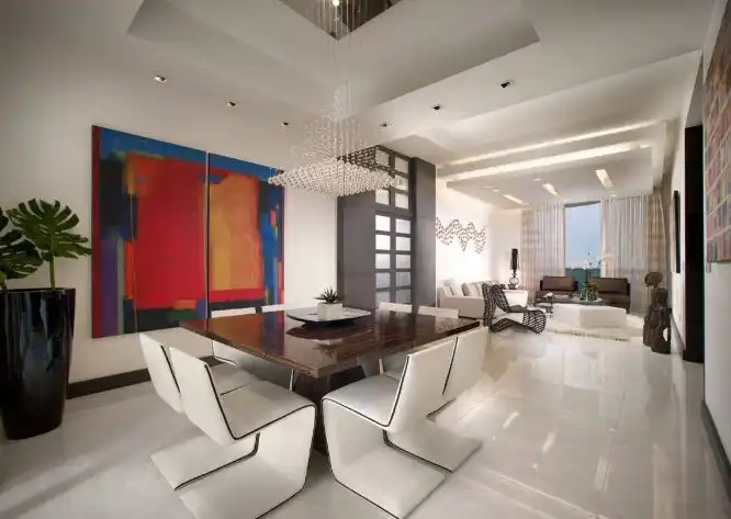 Leather chairs and floor marble