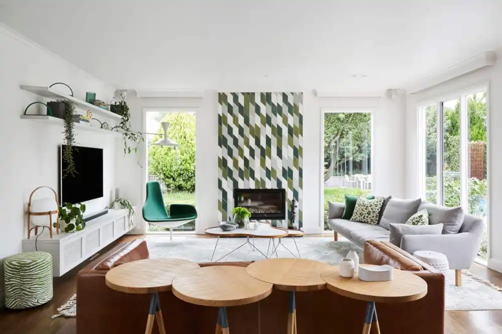 Living Room with fireplace by Melbourne based Sisalla Interior Design