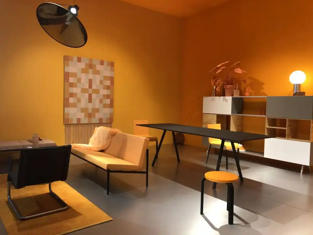 Living room With orange Walls
